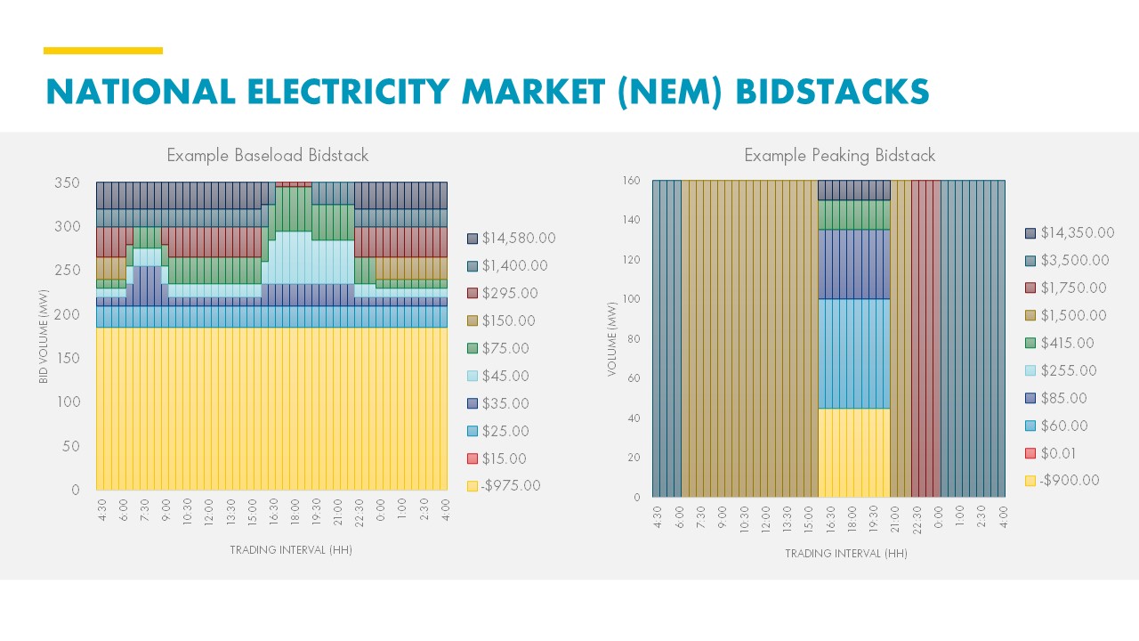 National electricity market (NEM) bidstacks